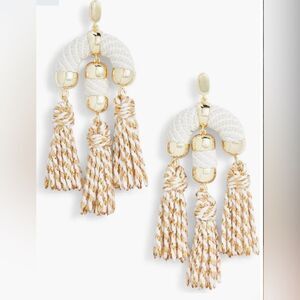 Kendra Scott Masie statement tassel braided white/gold earrings. NWT.